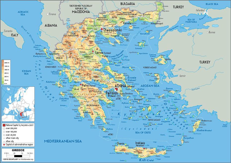 Greece Map (Physical) – Worldometer, Kamateró, Greece, Aluminum Door And Windows Greece, Vidaxl Bed  Frame