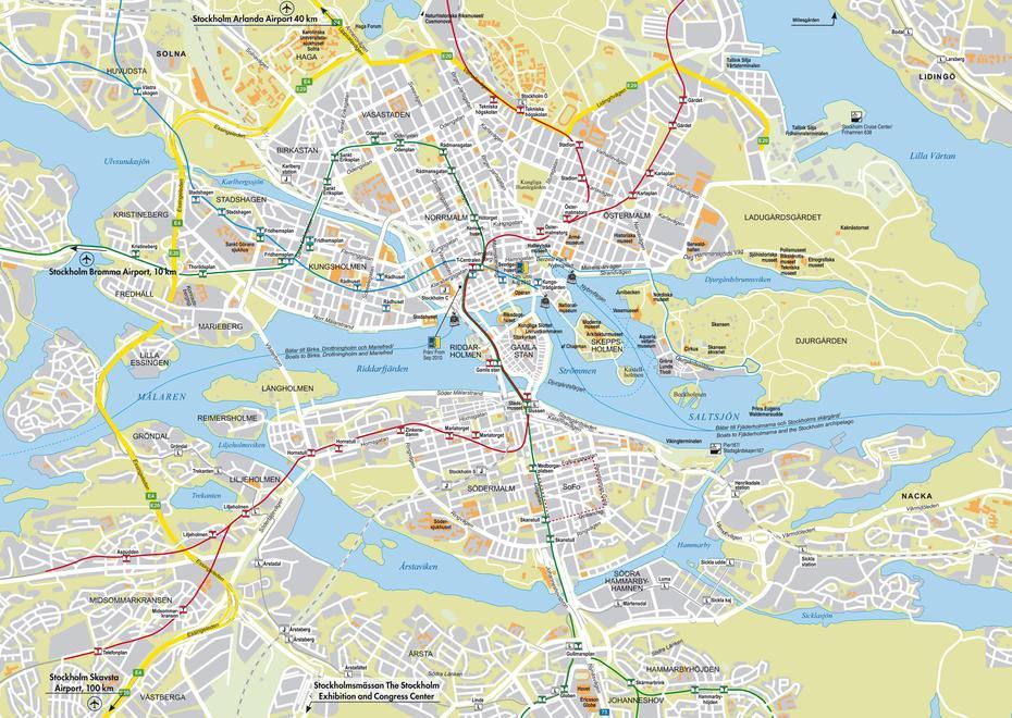 Large Detailed Roads Map Of Stockholm City. Stockholm City Large …, Stockholm, Sweden, Goteborg Sweden, Stockholm World