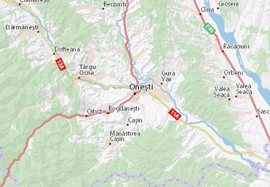 Michelin Onesti Map – Viamichelin, Oneşti, Romania, Mihai  Eminescu, Slanic  Moldova