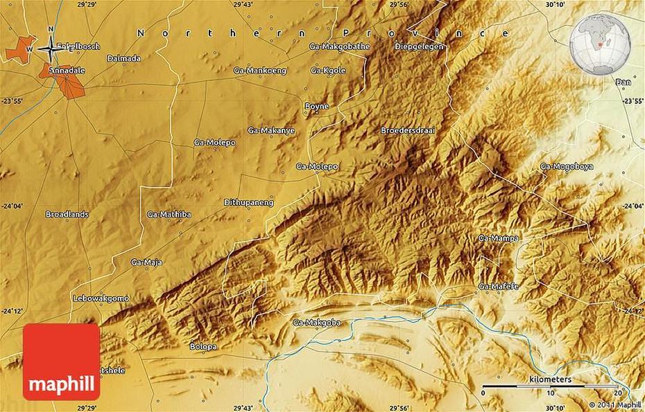 Physical Map Of Lebowakgomo, Lebowakgomo, South Africa, Shaded Relief, Limpopo Province South Africa