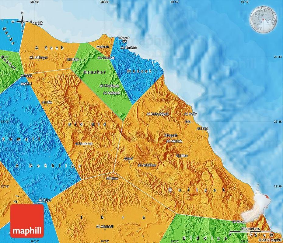 Political Map Of Muscat, Muscat, Oman, Duqm Oman, Oman Africa