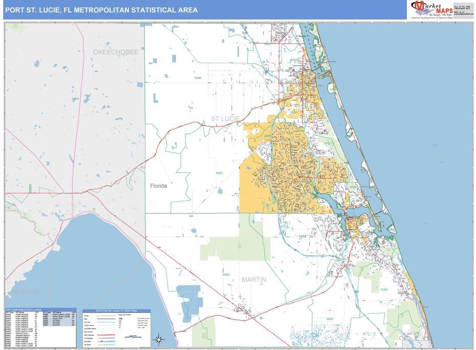 Port St. Lucie, Fl Metro Area Wall Map Basic Style By Marketmaps, Port St. Lucie, United States, Port Saint Lucie Florida Homes, City Of Port St. Lucie Logo