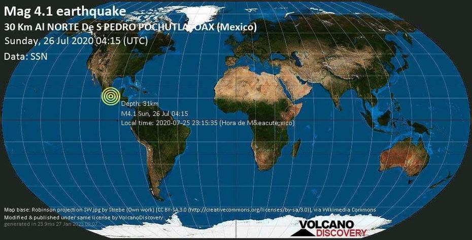 Quake Info: Light Mag. 4.1 Earthquake – 39 Km South Of Miahuatlan De …, Miahuatlán De Porfirio Díaz, Mexico, Miahuatlán De Porfirio Díaz, Mexico