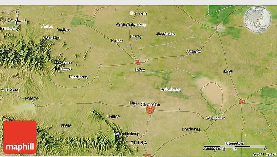 Satellite 3D Map Of Zhumadian, Zhumadian, China, Quanzhou China, Tulip Fields  Aerial