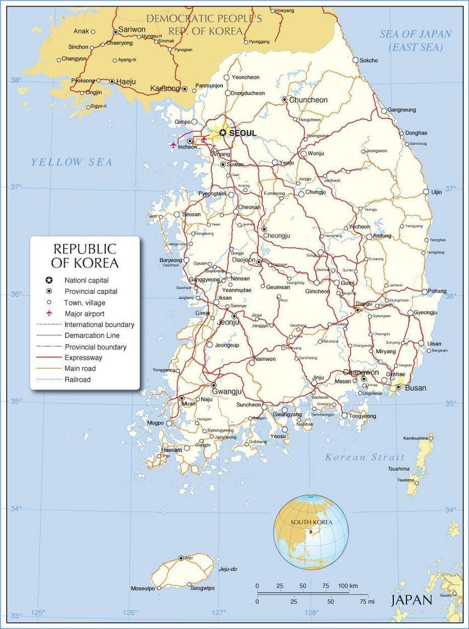 South Korea Maps | Printable Maps Of South Korea For Download, Sihŭng, South Korea, Seoul On, South Korea Geography