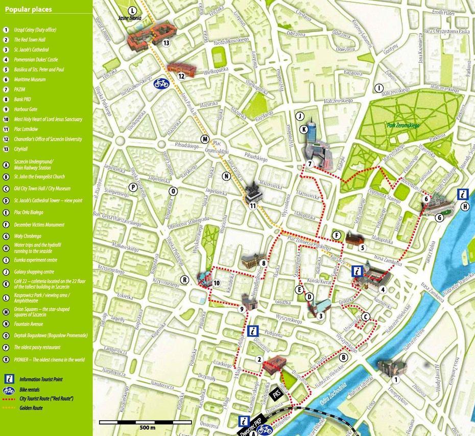 Szczecin Tourist Map, Szczecin, Poland, Stettin, Stettin Poland