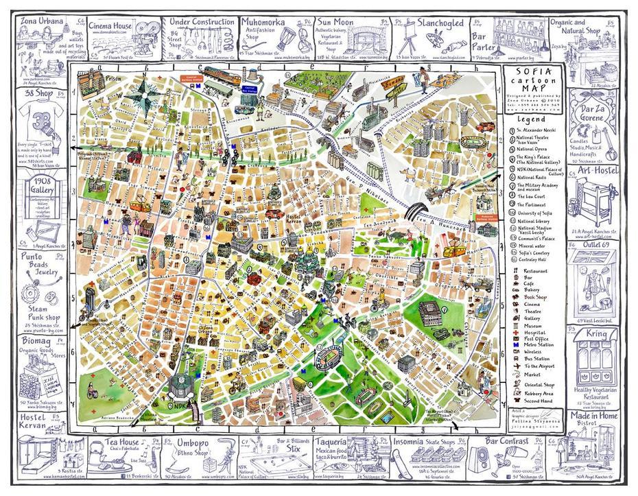 Tourist Illustrated Map Of Sofia City | Vidiani | Maps Of All …, Sofia, Bulgaria, Bulgaria  Google, Sofia City