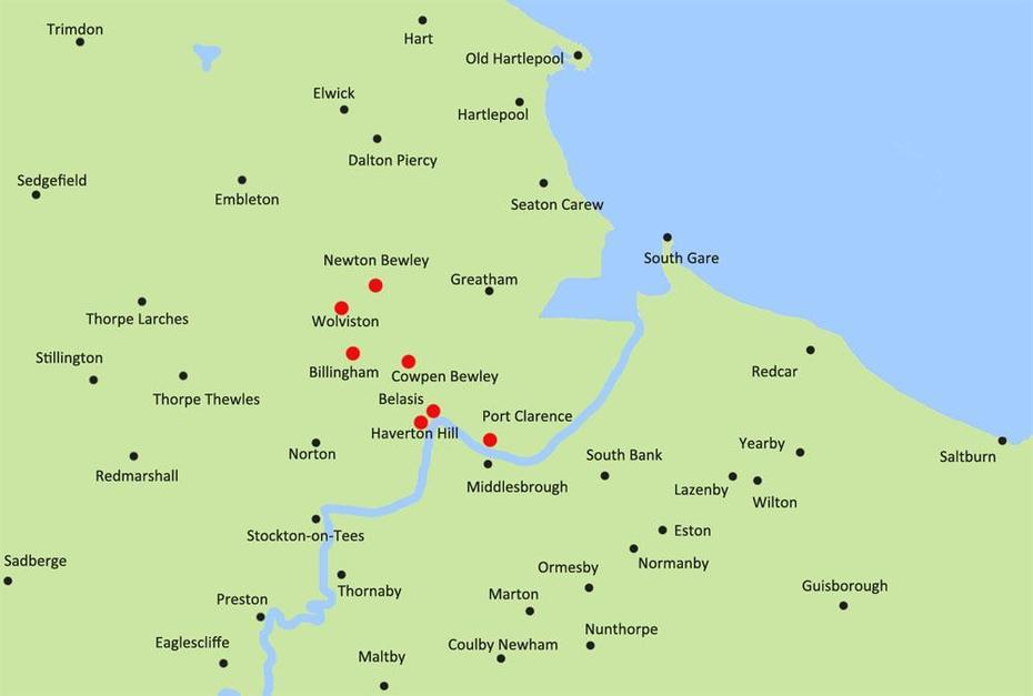 B”Billingham Area Map – Englands North East”, Billingham, United Kingdom, British Rail  Sandwich, Tourist  Of Gravesend