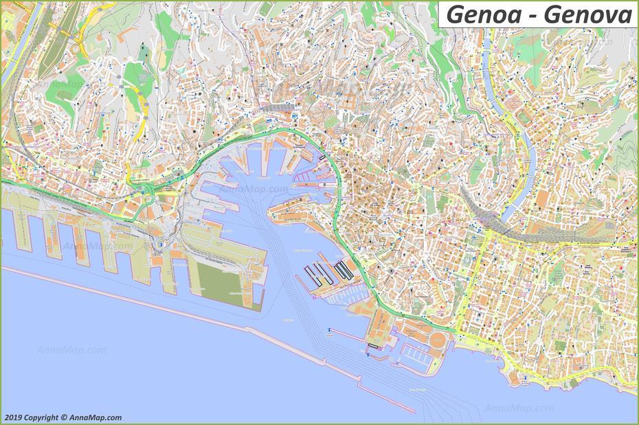 Detailed Tourist Maps Of Genoa | Italy | Free Printable Maps Of Genoa …, Genoa, Italy, Genoa Beach, Genova Genoa Italy