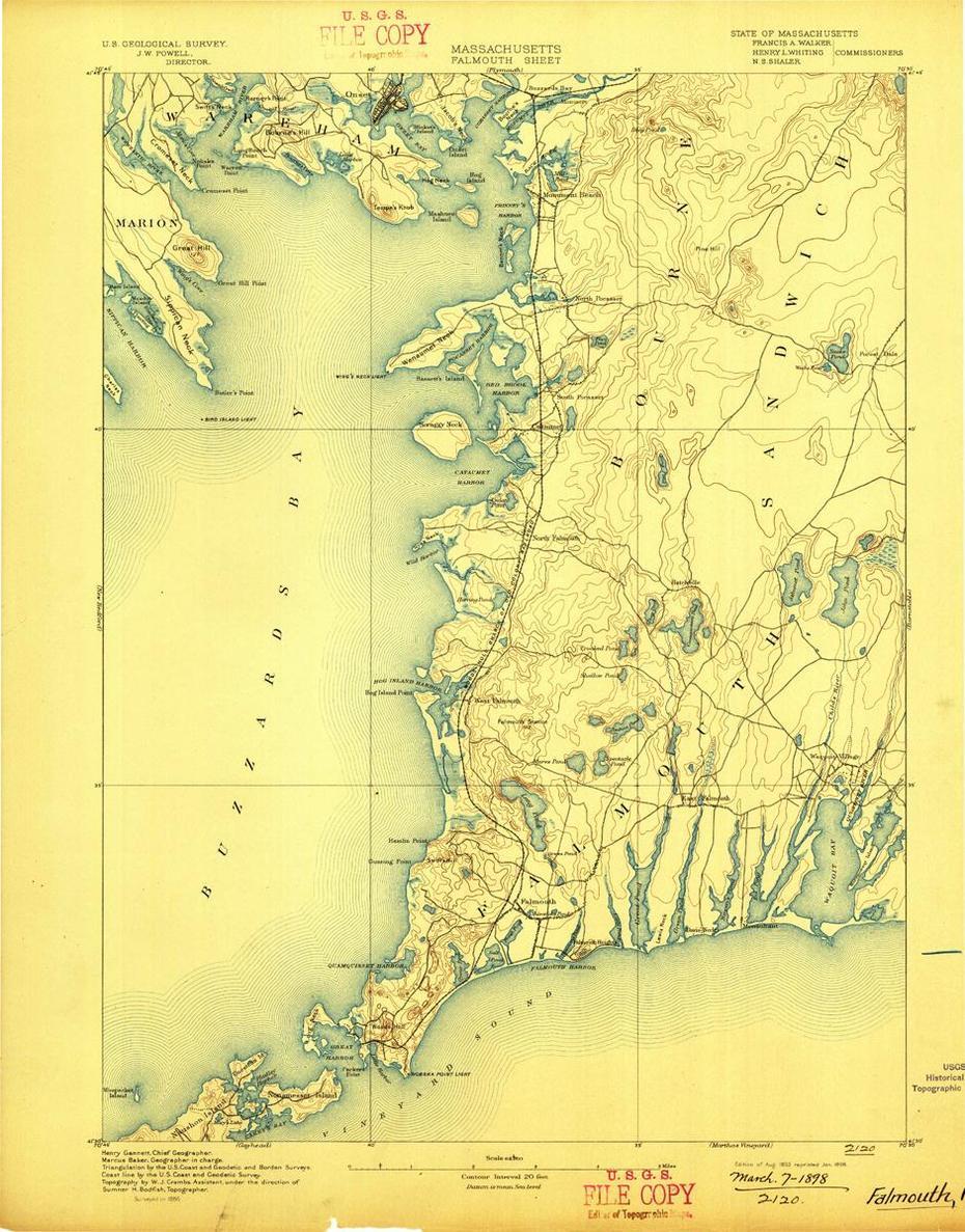 Falmouth, Massachusetts 1893 (1898) Usgs Old Topo Map 15X15 Quad – Old Maps, Falmouth, United States, Falmouth Maine, Town Of Falmouth