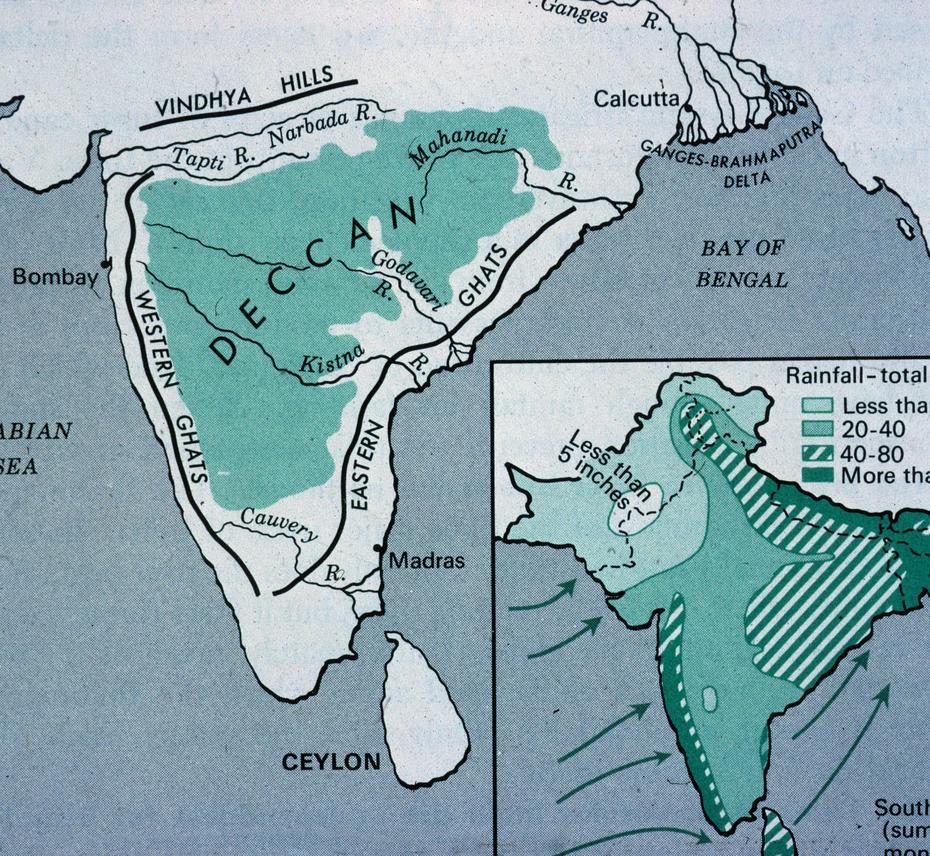 Map Of India Showing The Deccan Plateau : Mit Libraries, Mamun, India, Md Mamun, Margarita Mamun Clubs