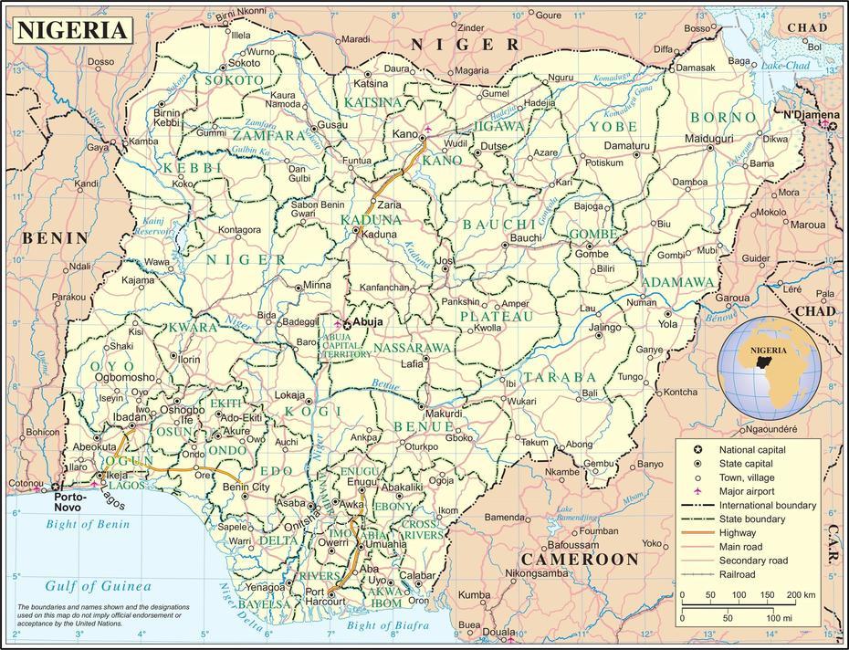 Nigeria Maps | Printable Maps Of Nigeria For Download, Okuta, Nigeria, Collines  Benin, Yuta  Okutsu