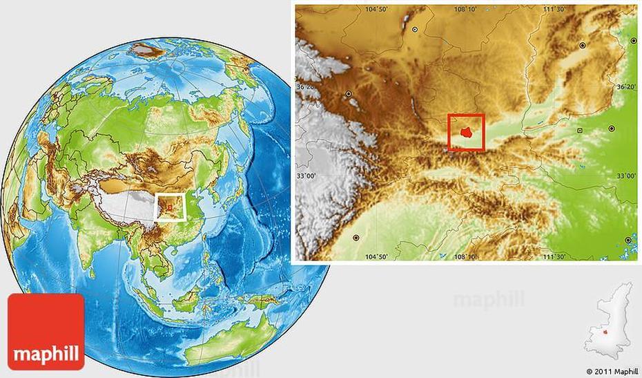 Physical Location Map Of Qian Xian, Qian’An, China, Wang Qian, Zhang Qian Silk Road