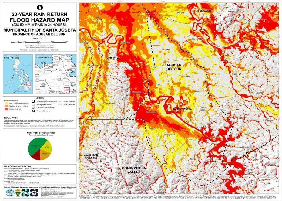 Santa Josefa Flood Hazard Map 20-Year | Geo-Safer Mindanao, Santa Josefa, Philippines, Pink Sand Beaches Philippines, Santa Rosa Philippines