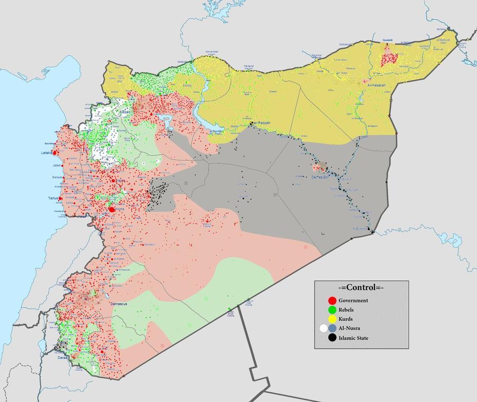 Syrian Map Of Control – Wikipedia : Syriancivilwar, Inkhil, Syria, Syria  Middle East, Aleppo