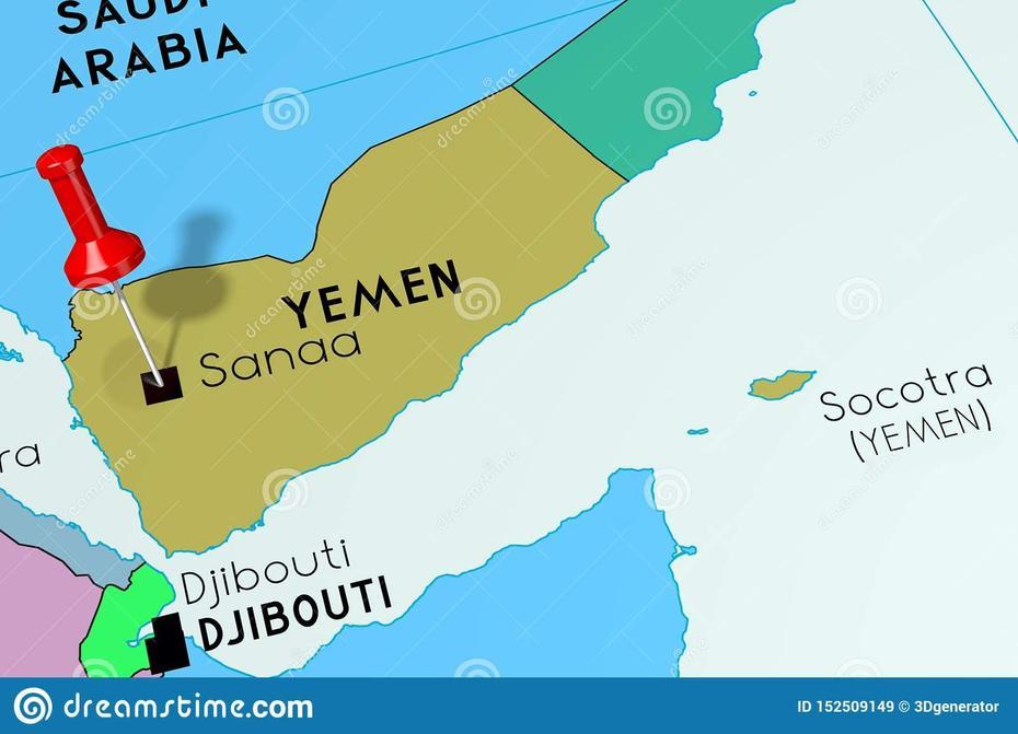Yemen, Sanaa- Capital City, Pinned On Political Map Stock Illustration …, Sanaa, Yemen, Aden Yemen, Yemen A