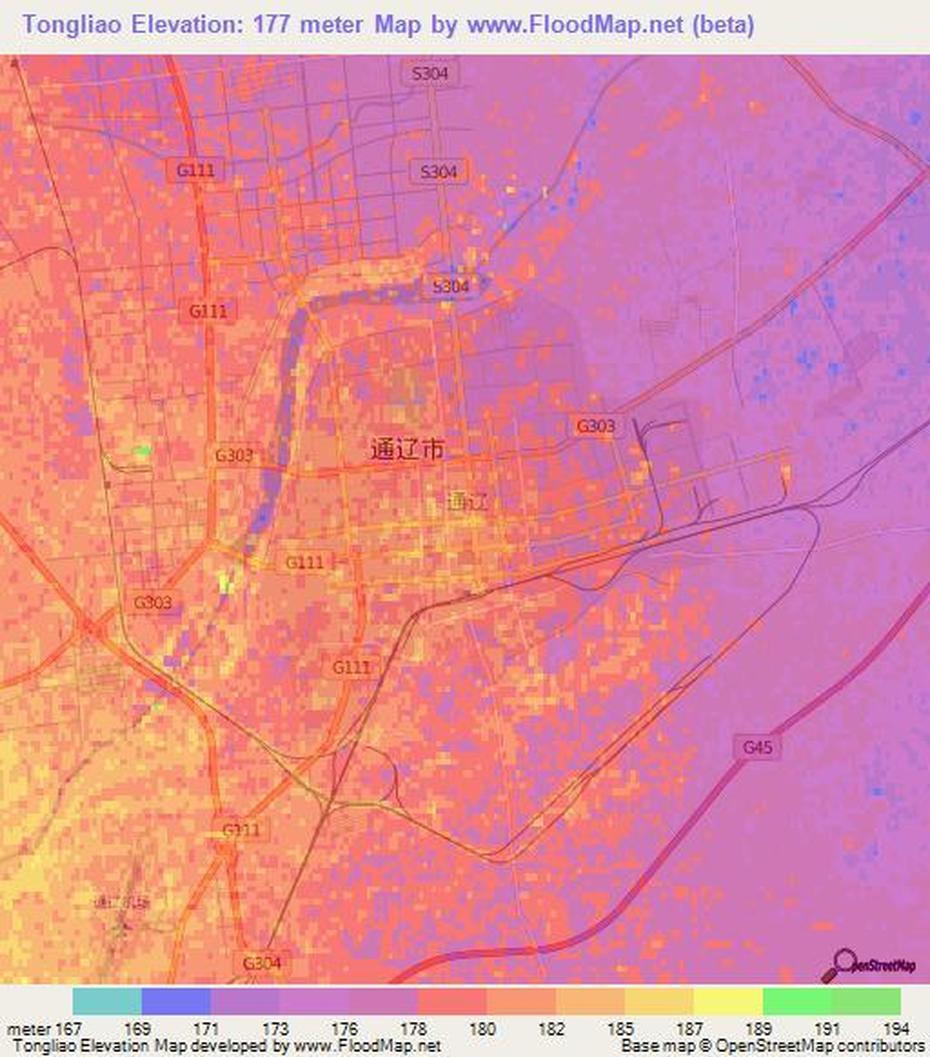 Elevation Of Tongliao,China Elevation Map, Topography, Contour, Tongliao, China, Mongolia China, Zhurihe