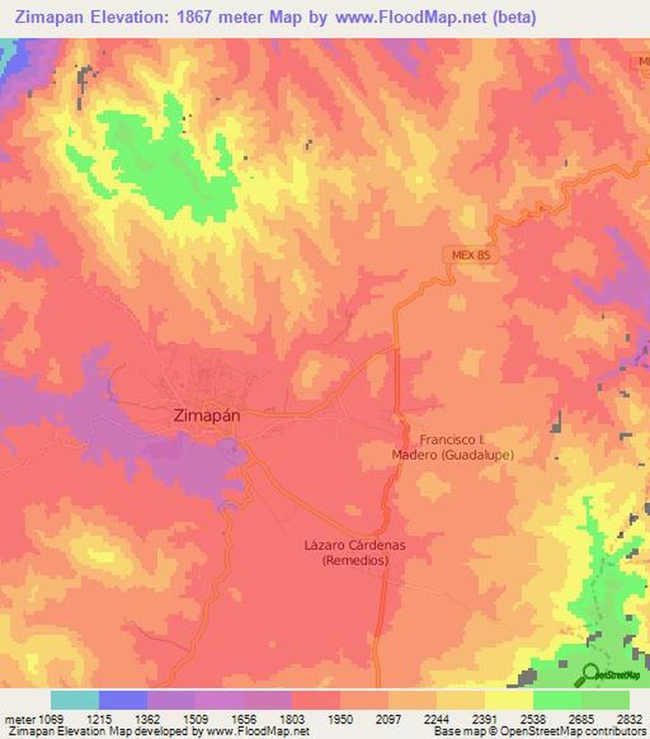 Elevation Of Zimapan,Mexico Elevation Map, Topography, Contour, Zimapan, Mexico, Municipios  Hidalgo, Zian Dam