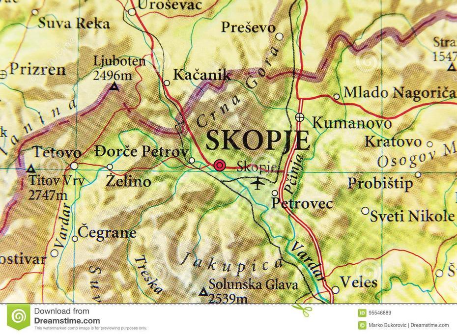 Geographic Map Of European Country Macedonia With Skopje Ctiy Stock …, Skopje, Macedonia, Macedonia A, Macedonia Capital City