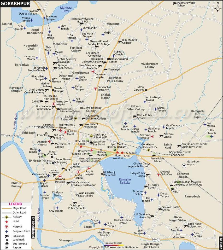 Gorakhpur City Map, Gorakhpur, India, Gorakhpur City, Gorakhpur Airport