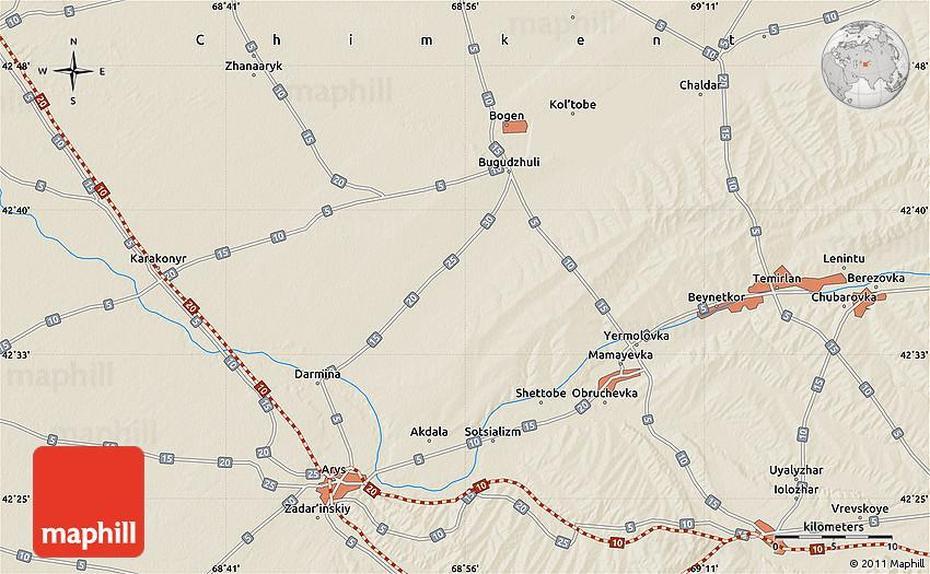 Kazakhstan  With Cities, Kazakhstan Physical, Arys, Arys, Kazakhstan