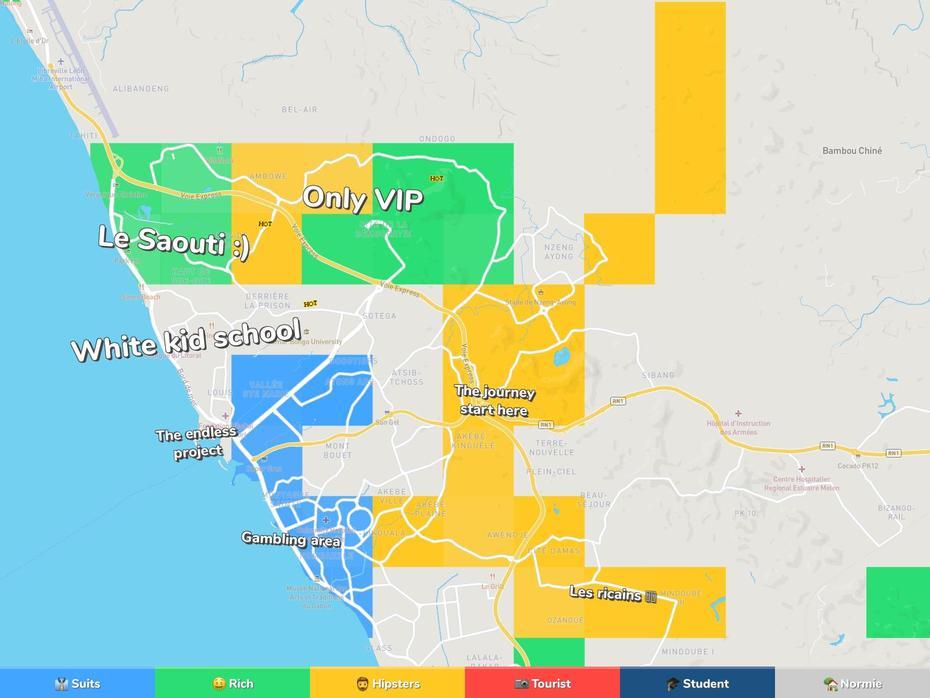 Libreville Neighborhood Map, Libreville, Gabon, Gabon Country, Gabon Political System