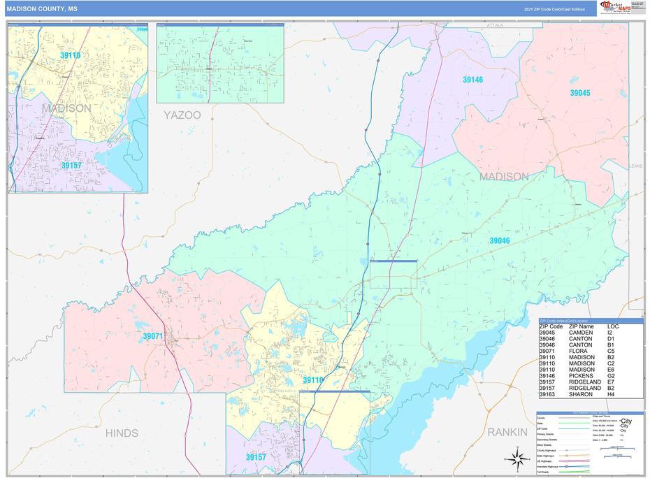 Madison County, Ms Wall Map Color Cast Style By Marketmaps – Mapsales, Madison, United States, South Dakota State University, United States Of America Houses