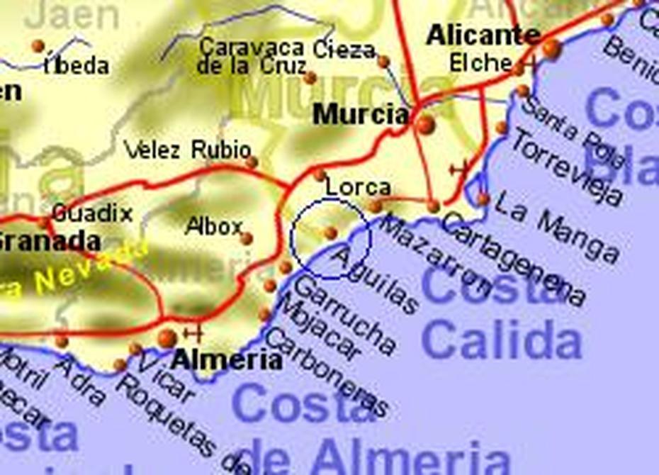 Map Of The Aguilas Area, Normal View, Águilas, Spain, Palos Spain, Javier Spain