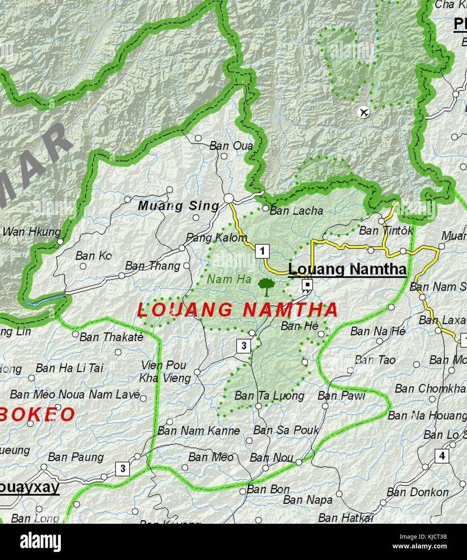 Map Of Luang Namtha Province, Laos Stock Photo – Alamy, Louang Namtha, Laos, Laos Forest, Laos Images