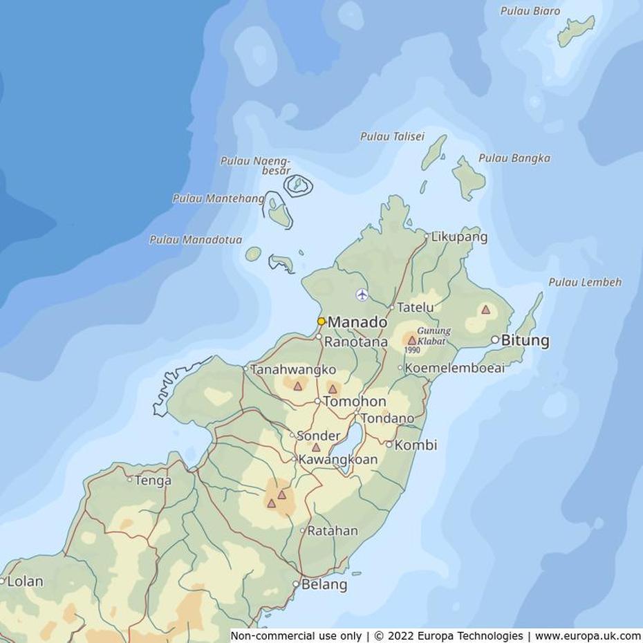 Map Of Manado, Indonesia | Global 1000 Atlas, Manado, Indonesia, Makassar, Bitung Indonesia