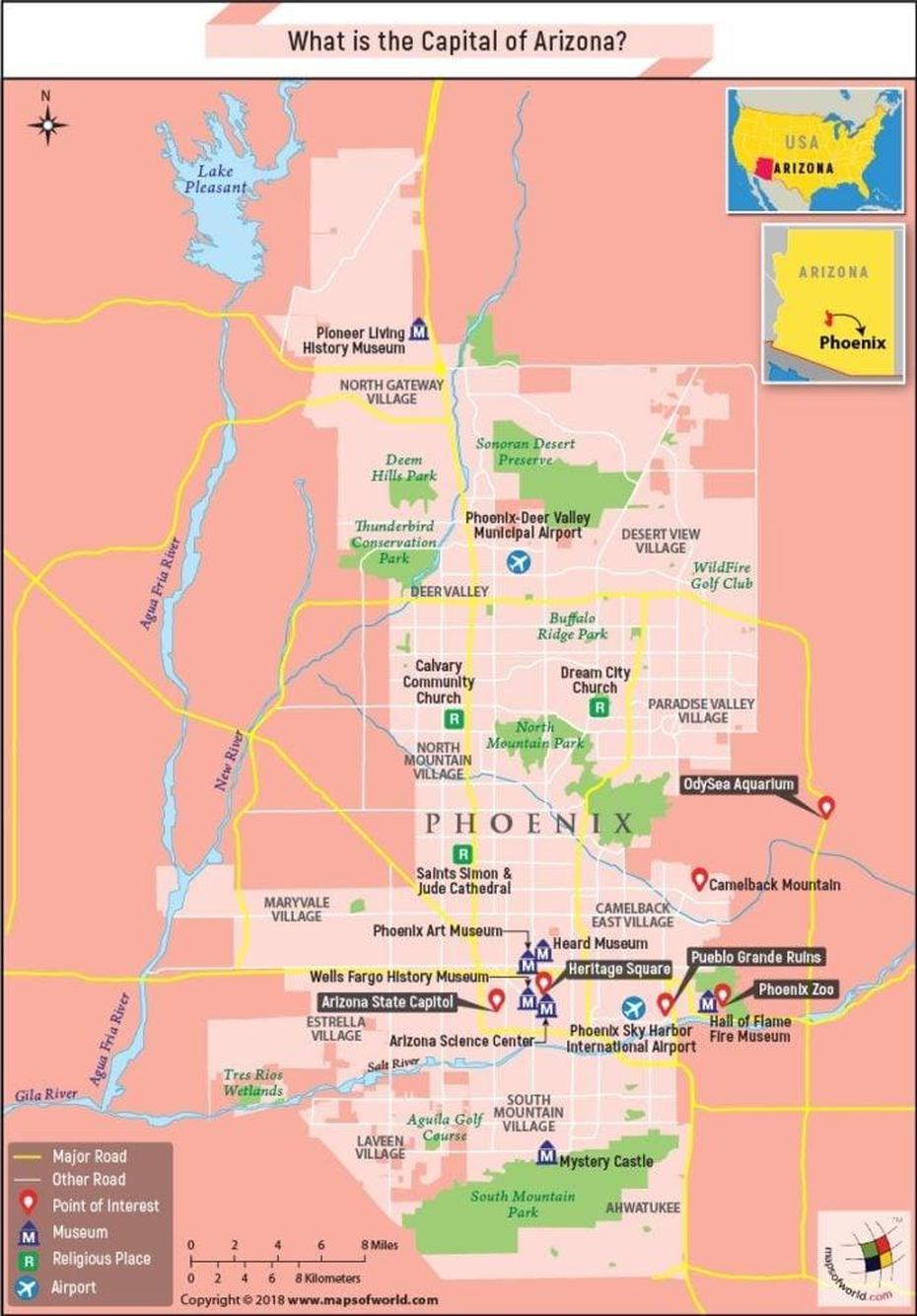 Map Of Phoenix City, The Capital Of Arizona – Answers, Phoenix, United States, Phoenix Arizona State, Arizona State Land