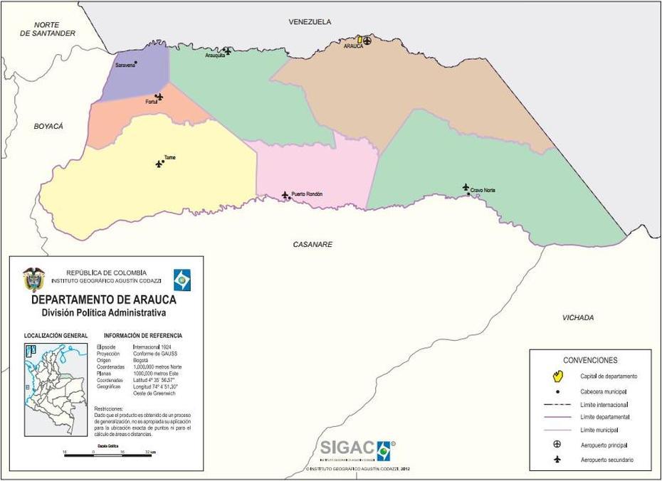 Mapa Para Imprimir De Arauca Mapa Politico De Arauca (Colombia). Igac …, Arauquita, Colombia, Capital De  Arauca, Tame  Arauca