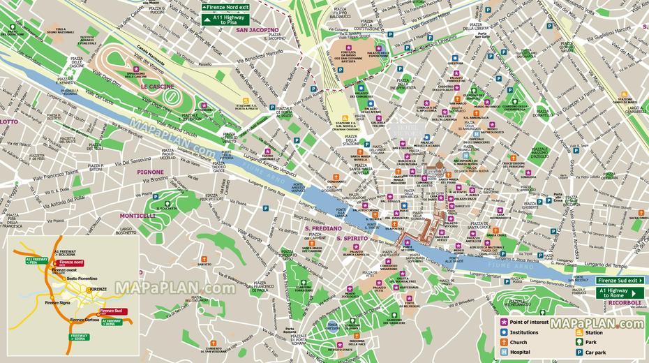 Maps Of Florence Italy | Tourist Map Of English, Florence, Italy, Italy  To Print, Of Florence Italy Attractions