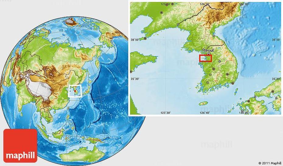 Physical Location Map Of Ansan, Ansan, South Korea, Korea Mountains, South Korea Provinces