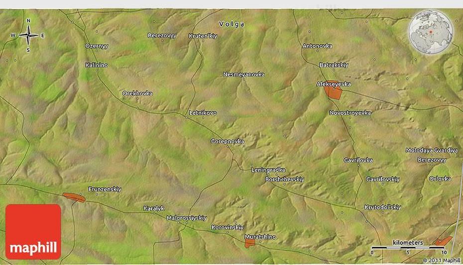 Satellite 3D Map Of Alekseyevka, Alekseyevka, Russia, Russia Asia, Northern Russia