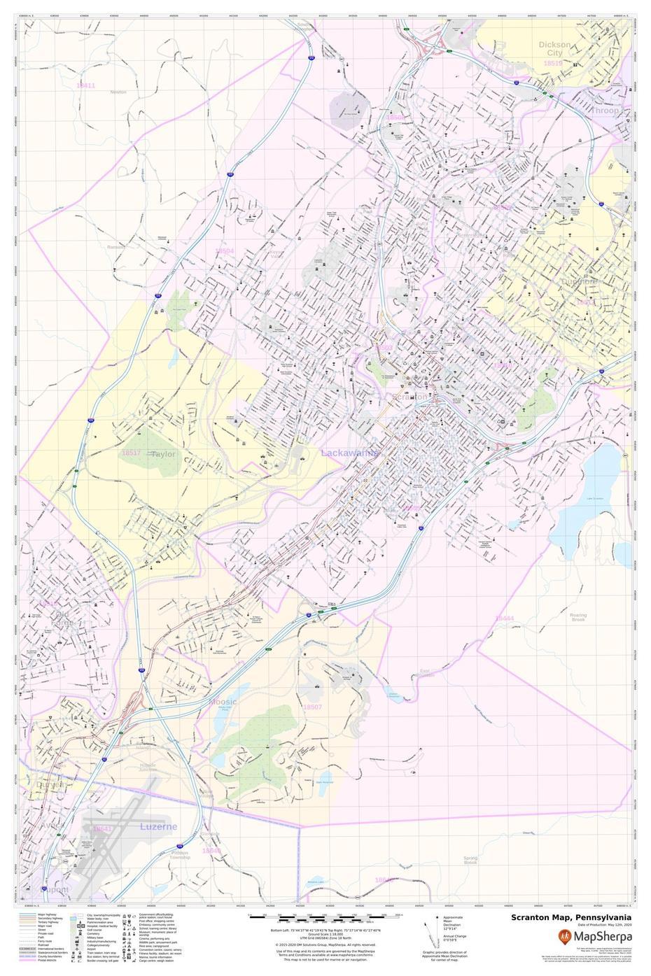 Scranton Map, Pennsylvania, Scranton, United States, World  1840, Of Nj And Pa