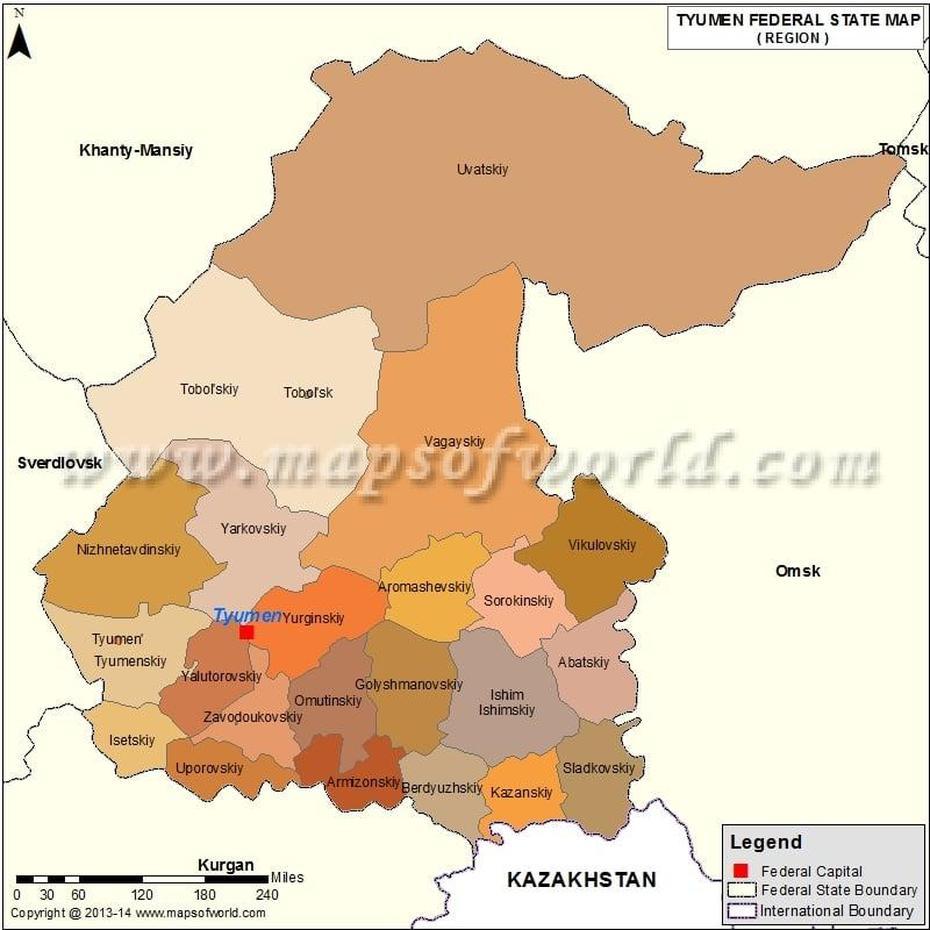 Tyumen Map, Oblast Of Tyumen, Russia, Tyumen, Russia, Barnaul Russia, Stavropol Russia