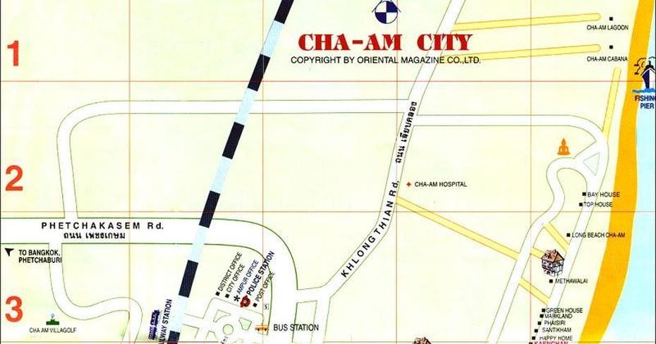 Cha-Am Map Thailand Travel Tour Maps: Cha-Am Map, Cha-Am, Thailand, Gulf Of Thailand, Detailed  Thailand