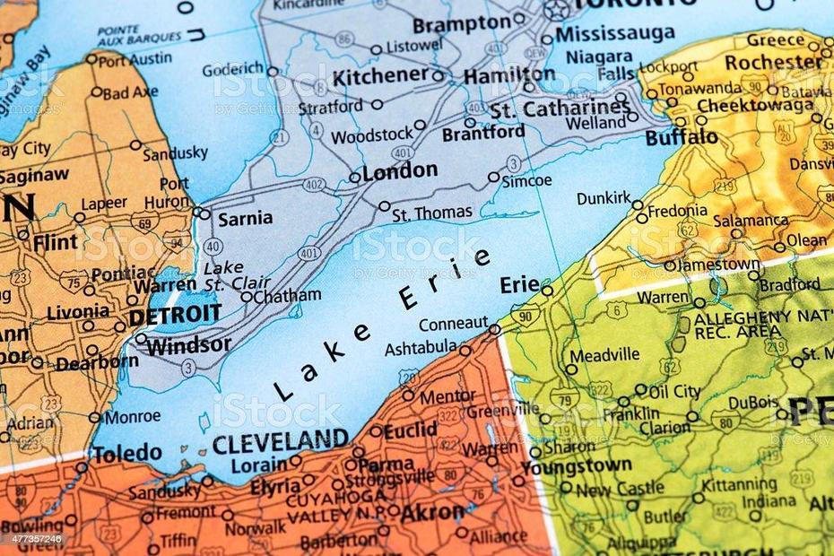 Fotografia De Mapa Del Lago Erie En North De Estados Unidos Y Mas Banco …, Erie, United States, United States  50 States, United States  Puzzle