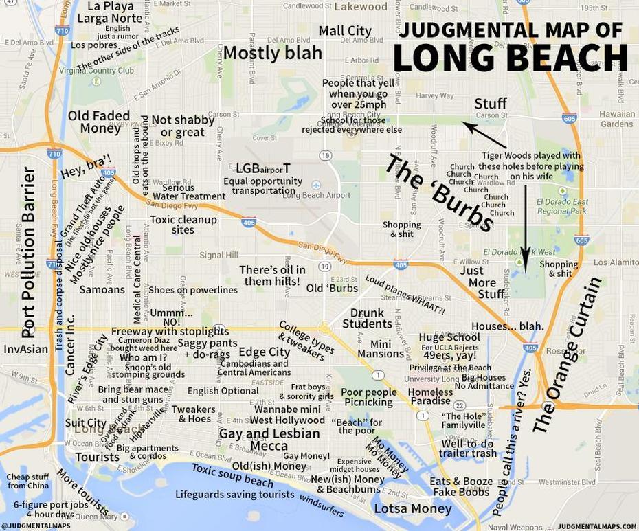 Long Beach Neighborhoods Map – Map Of Farmland Cave, Long Beach, United States, Savannah United States, United States  For Sale