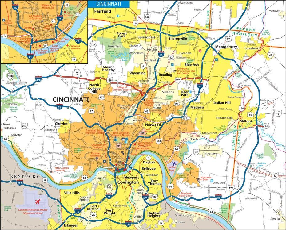 Maps, Cincinnati, United States, Cincinnati Street, Cincinnati On Us