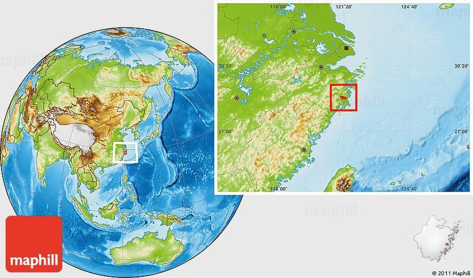 Physical Location Map Of Jiaojiang Shi, Jiaji, China, Lian Yu, Rizhao  Beach