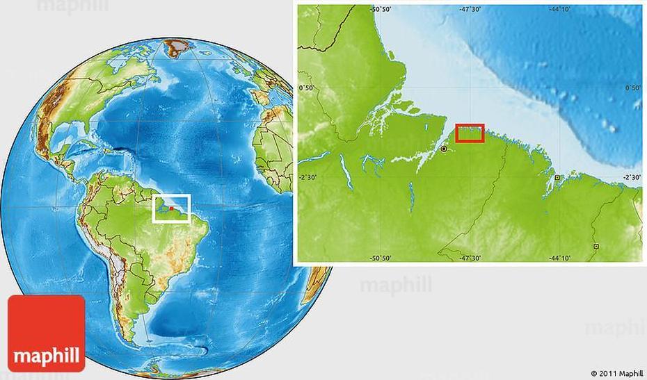 Physical Location Map Of Marapanim, Marapanim, Brazil, Rio, Brazil Capital