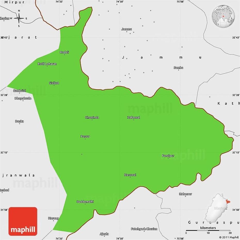 Political Simple Map Of Sialkot, Single Color Outside, Borders And Labels, Sialkot City, Pakistan, Sialkot Motorway, Pakistan Weather