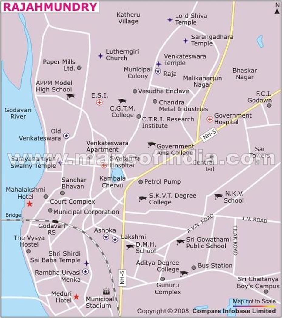 Rajahmundry City Map, Rājahmundry, India, Mumbai India On A, Ap