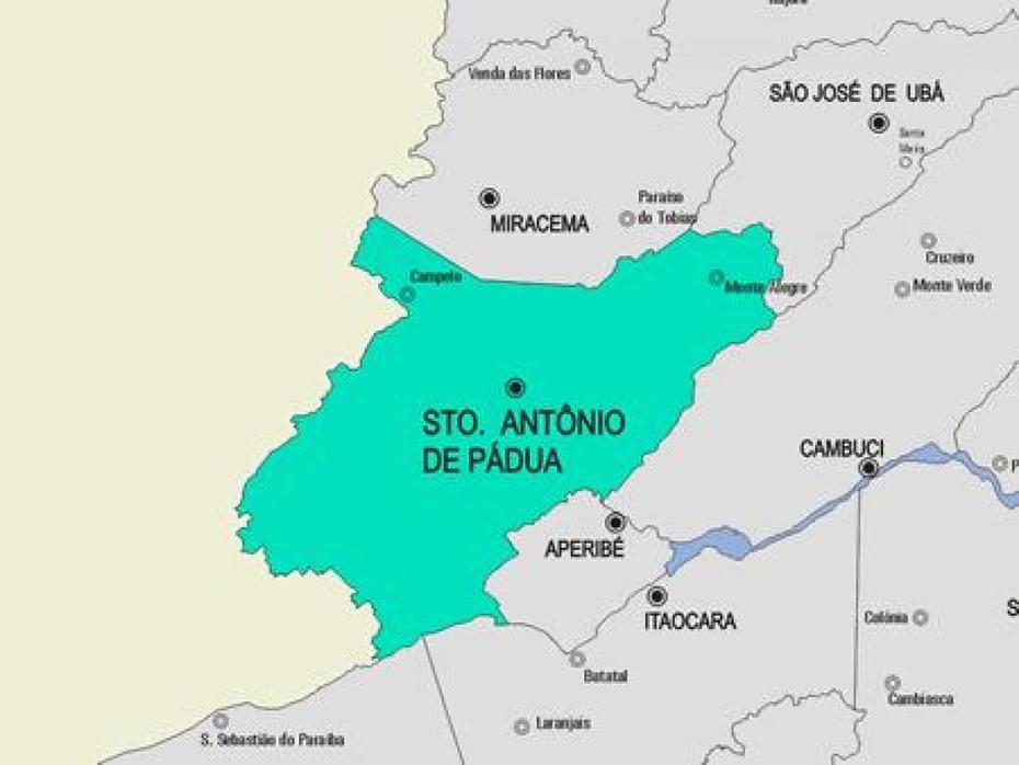 Santo Antonio De Padua Municipality Map – Map Of Santo Antonio De Padua …, Santo Antônio De Pádua, Brazil, Saint Anthony De Padua, Santo Antonio Lisboa