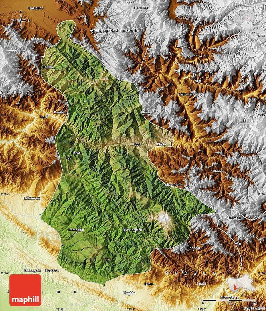 Satellite Map Of Udhampur, Physical Outside, Udhampur, India, Maharashtra Nashik, Bangalore India