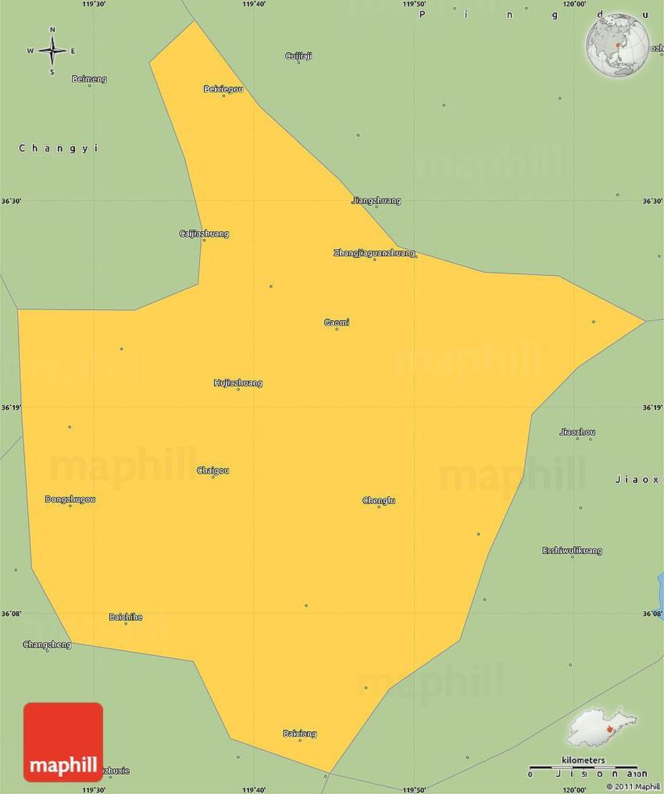 Savanna Style Simple Map Of Gaomi, Gaomi, China, Injection  Shoes, Huacheng