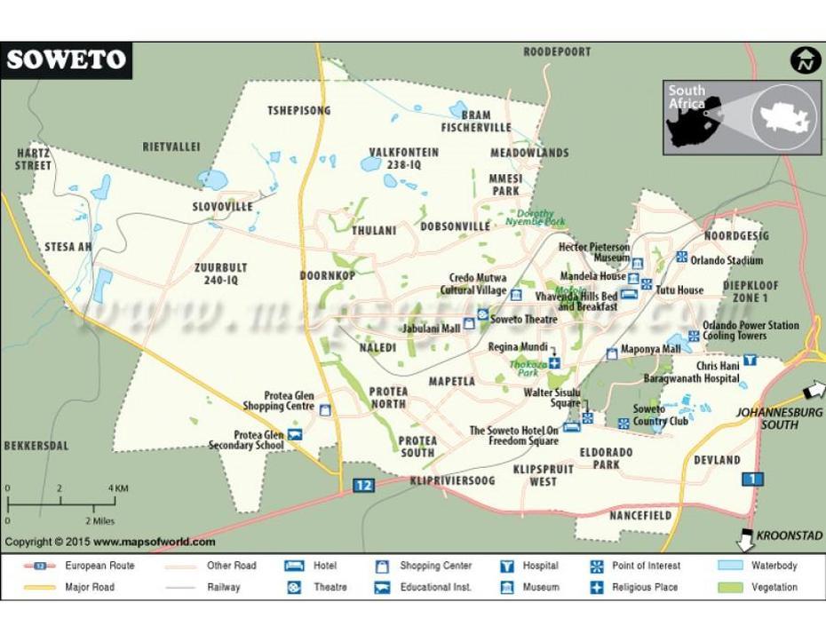 Buy Printed Soweto City Map, Soweto, South Africa, South Africa Political, Soweto Gauteng