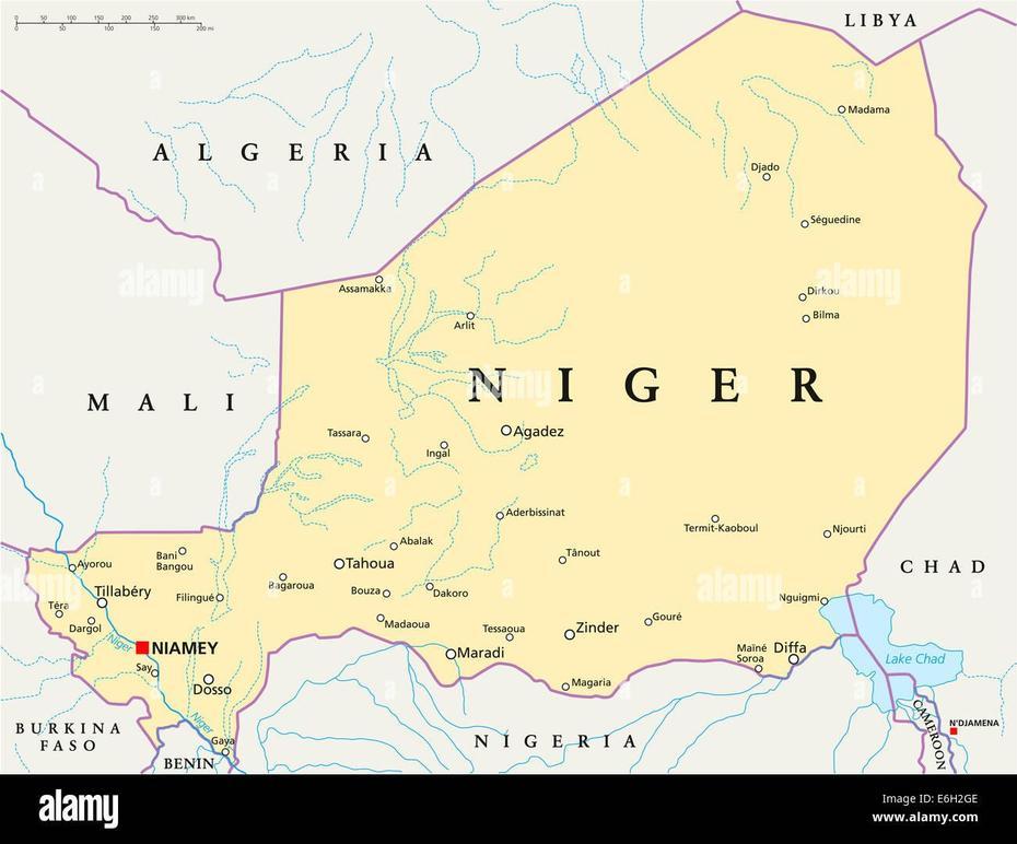 Carte Politique Du Niger A Niamey, Capitale Des Frontieres Nationales …, Niamey, Niger, Agadez, Niamey City